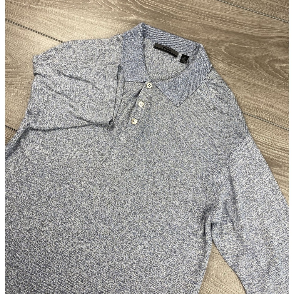 Cullen Men's Short Sleeve‎ 100% Silk Collared Golf Polo Blue Size Medium